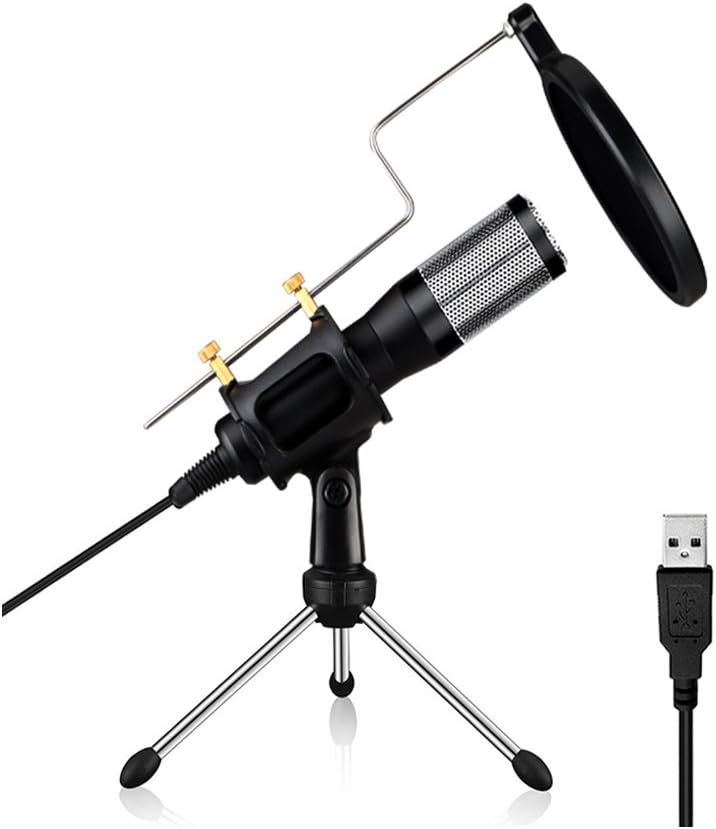 USB Headset, CALLANY PC Condenser Headset Microphone for Online Chatting Podcast Vocal Recording with Tripod Stand