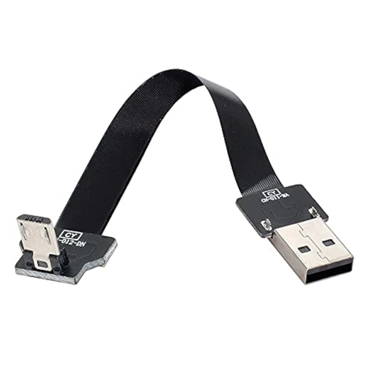Cablecc Down Angled USB 2.0 Type-A Male to Micro USB 5Pin Male Data Flat Slim FPC Cable for FPV & Disk & Phone 20cm
