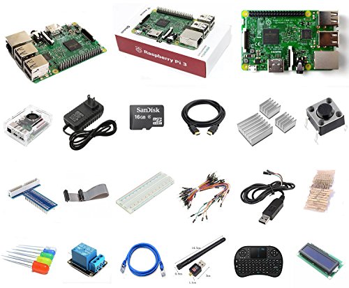 Raspberry Pi 3 Ultimate Starter Kit with NOOBs Pre-Loaded 16GB SD Card - Black Case - Power Supply - HDMI Cable - Heat Sink - WIndows 10 IOT Kodi XBMC