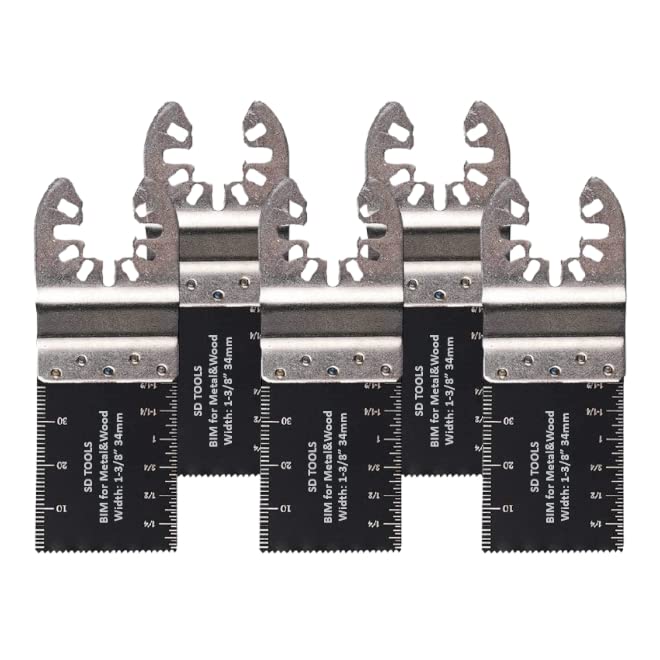 SDTOOLS 34mm 68mm Wood Metal Oscillating Saw Blades Quick Release Wood Cutting Multi Tool Blade Multitool Accessory (Metal & Wood 34mm - 5pcs)