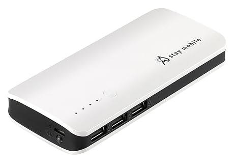 stay mobile Powerbank 22400mAh hohe Kapazität mit 3 USB Ausgängen Externer Akku und Handy Ladegerät für iPhone, iPad, Samsung