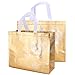 Gesodant Bling Glossy Glitter Durable Reusable Grocery Handles Bag Medium Non-woven Gift Shopping Bag Totes Set Of 5 (Gold)