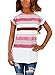FARYSAYS Women's Casual Color Block Striped Short Sleeve T Shirt Tops