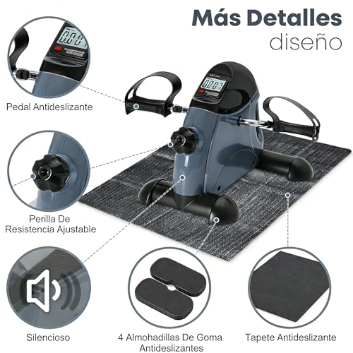 WEAGP Mini Bicicleta Estática, Ejercicio de Pedal de Bicicleta con Pantalla LCD, Mini Bicicleta de Ejercicio con 2 Pedales para Ejercitar Piernas para Ejercitar Manos para Ejercitador, Azul