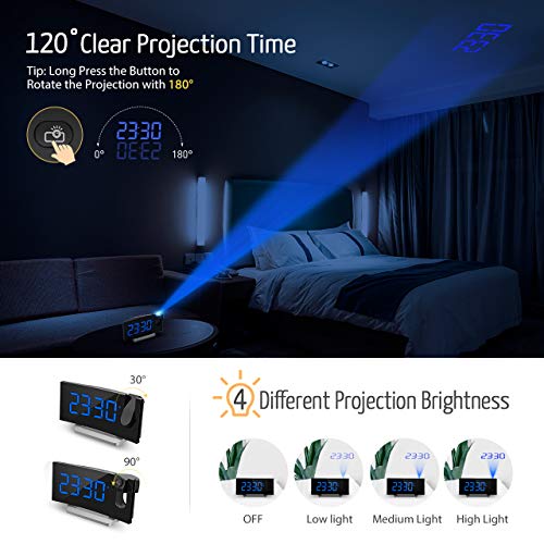 Mpow [Upgraded Projection Alarm Clock, 5'' LED CurvedScreen Digital