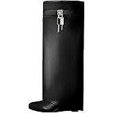 Arqa Fold Over Knee High Boots for Women Covered Wedge Heel Shark Boots Pull-on Wide Calf Boots Fashion Party Almond Toe Booties