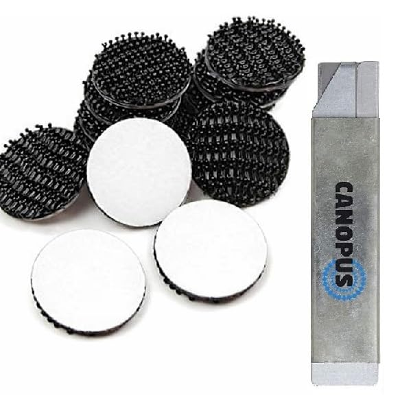 CANOPUS Dual Lock SJ3550 circles, 23 mm - Dia, 16 Pack, Waterproof Reclosable Fastener, Extra Strong Self Adhesive Picture Hanging Pads, Ideal for Wall, Metal, Wood, Plastic, Glass