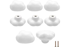 Bmgop 8PCS Ceramic Cabinet Knobs Cloud Shape Drawer Pulls White Nursery Dresser Knobs, Cute Drawer Handle for Closet Cupboard Wardrobe