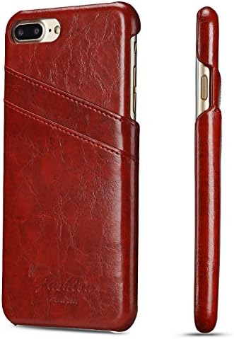 Protective Back Cases PU Leather Cover Anti Fall With Card Holder For Iphone7 Plus 5.5 inch Red
