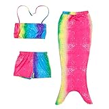 PGXT Girls 3 Pcs Mermaid Tail Rainbow Fish scale Bathing Suit Swimwear