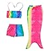 PGXT Girls 3 Pcs Mermaid Tail Rainbow Fish scale Bathing Suit Swimwear