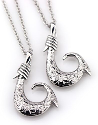 Pair Necklace Hawaiian Jewelry Surgical Stainless Steel Fish Hook Fishhook Hei matau