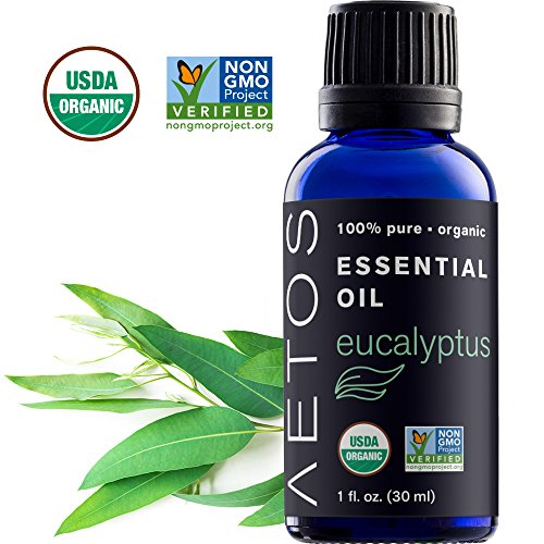 Aetos Organic Eucalyptus Oil, USDA Certified Organic Essential Oils, Non GMO, 100% Pure, Natural, Therapeutic Grade Essential Oil, Best Aromatherapy Scented-Oils for Home, Office, Personal Use - 1 Oz