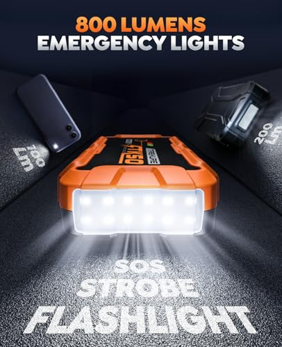 TREKURE Portable Car Jump Starter 8000A 26800mAh, Car Battery Jump Starter for All Gas and 12L Diesel Engines, Battery Jumper, Portable Jump Box Car Battery with Fast Charge, LED Light - Orange