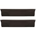 Southern Patio 36 Inch Rectangular Indoor Outdoor Medallion Hanging Windowsill Garden Box Planter, Black (2 Pack)