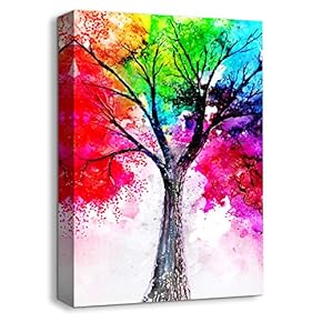 Canvas Wall Art Abstract Tree Painting Artwork for Home Prints Framed - 12x18 inches