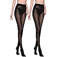 ibonas Shiny Oil Pantyhose Footed - 2 Pack Ultra Shiny Sheer Tights High Waist, Shimmery Stocking for Women