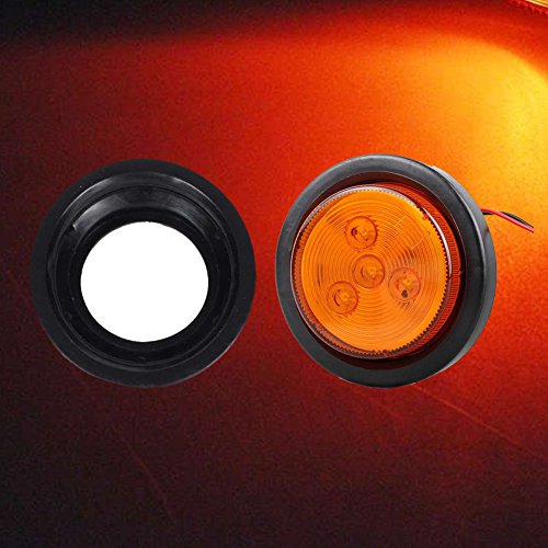NEW SUN 2.5" Round LED Marker Lights RV Boat Trailer Lights Sealed Lens Amber LED Clearance 4 Diodes 12V 2Pack - Thumbnail 5