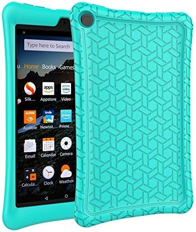 eTopxizu Case for All-New Amazon Fire HD 8 2018/2017,Kids Friendly Light Weight Anti Slip Shockproof Protective Cover Soft Silicone Back Case for New Fire HD 8 Tablet 2018/2017,Turquoise