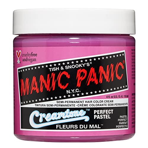 MANIC PANIC Creamtone Fleurs Du Mal Semi Permanent Hair Color for Women & Men - Perfect Pastel Pink Hair Dye - Lasts 2-4 Weeks - Vegan and Ammonia & Cruelty-Free (4oz)