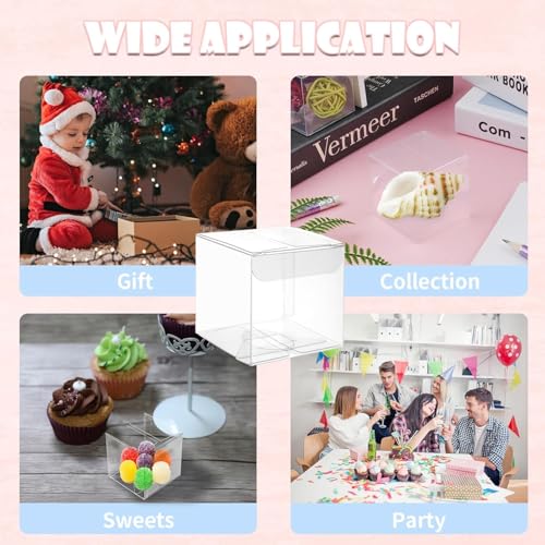 50 cajas transparentes para regalo, Cajas Cuadradas de PVC, Caja de acetato transparente, Caja de Regalo Transparentes para cupcakes, dulces, boda y fiesta (10 * 10 * 10(50PC))