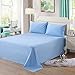 Bresanon 100% Organic Cotton 4pc Bed Bed Sheet Set 600 Thread Count Soft and Luxurious - Queen Light Blue