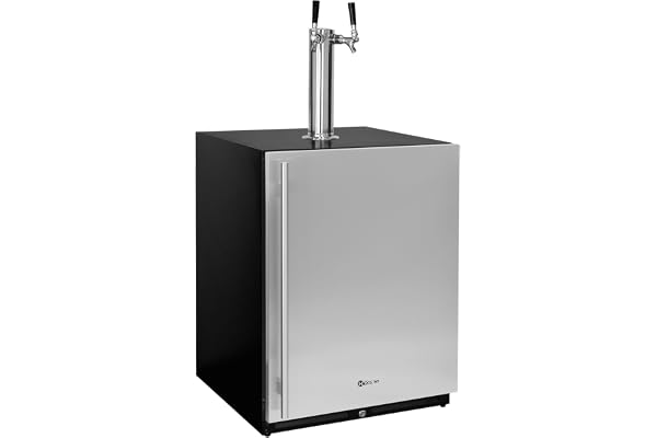 Kegco 24" Wide Dual Tap Stainless Steel Built-In Right Hinge Kegerator with Dispense Kit