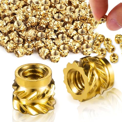 KongJies Thread Knurled Nuts, M3Threaded Inserts, 100 Pcs Knurled Brass Nuts, 3D Printing Brass Nuts for Wood, Plastic, Metal, Sheet Metal