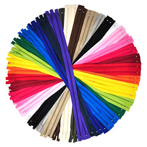 Nylon Zippers for Sewing, 20 Inch 50 PCs Bulk Zipper Supplies in 20