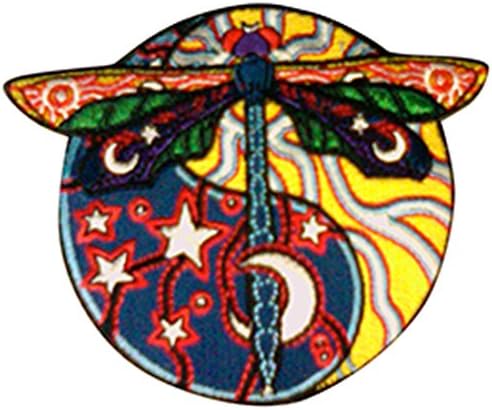 Stained Glass Cosmic Dragonfly Mosaic Embroidered Patch Iron On Applique