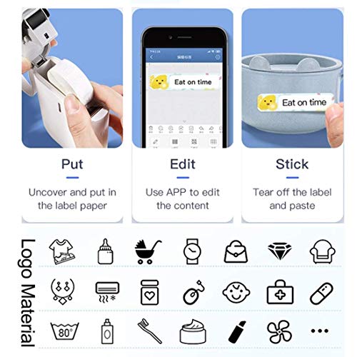 Portable Mini Handheld Thermal Label Printer, Wireless Bluetooth Label Maker USB Rechargeable for Office Home Store Organization (White, 1 Roll Paper)