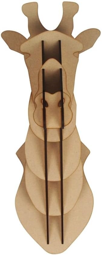 Small The Crafty Cow Large Small Wooden Giraffe Trophy Animal Head 3d Wall Art Kids Laser Cut Home Kitchen Sculptures