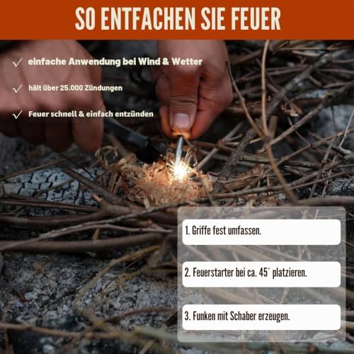 1 x Feuer-Starter-Set, Feuerstein und Stahl, Überlebenswerkzeug für den Außenbereich, Notfall-Überlebenswerkzeug für Reisen, Camping, Wandern (2 Stück)