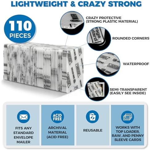 Protectores de envío de tarjetas intercambiables, insertos de plástico ultra fuertes de, paquete de 110, 3.5 x 4.5 pulgadas