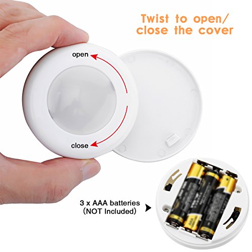 Closet Light, Elfeland LED Puck Lights Remote Control Under Cabinet Lighting with Timer Function, Battery Powered, Brightness Adjustable, for Hallway Bedroom Stair (6 Pack, 4000K, Warm White)