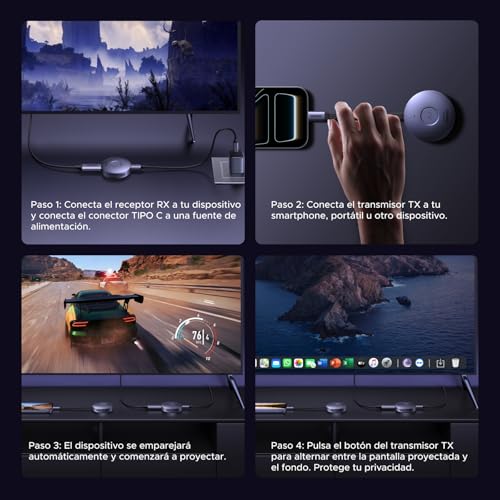 UGREEN Transmisor Receptor Inalámbrico Magnético Portátil USB-C a HDMI, Transmisión 5G de 1080P a 60 Hz, Compatible con Smartphones, Tablets, Portátiles y PC a TV, Monitores y Proyectores (50M/164ft)