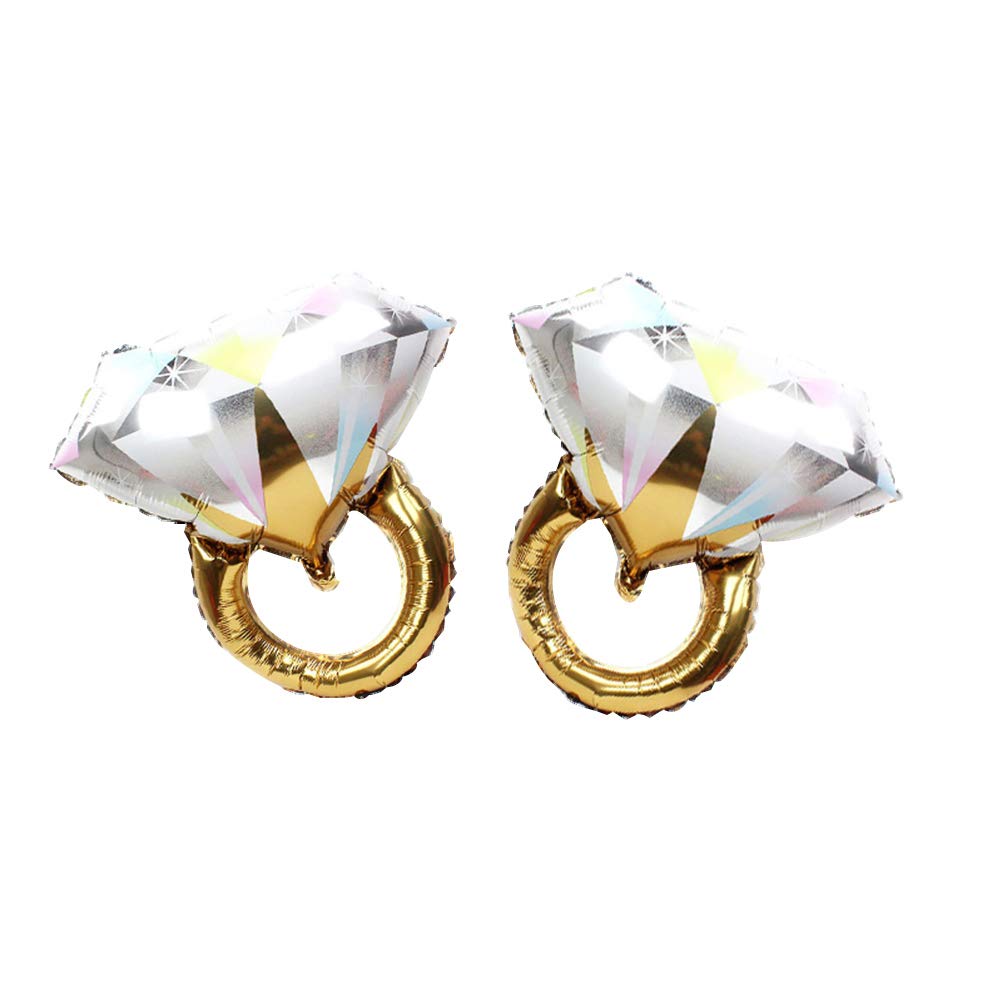 Toyvian Diamond Ring Balloons Ring Shape Foil Balloons Romantic Wedding Bridal Shower Anniversary Engagement Party Decoration Large Size (Golden)