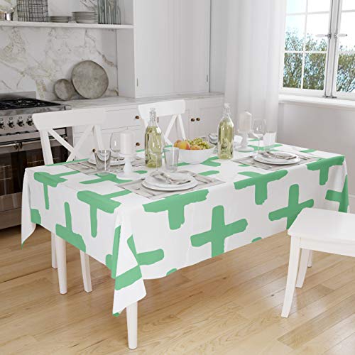 Le Jardin du Lin Küchendekoration, Tischdecke, Benzingrün, Weiß, 140 x 160 Cm - Entworfen und hergestellt in der Türkei