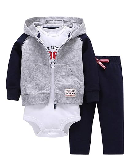 ARAUS Baby Kleidung Set Jungen Romper Langarm Sweatjacke Mädchen Outfits Hoodie Kombination 3-18 Monate