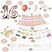 54 Pack Bonus - Ultimate Sweet 16 Party Bundle | Cake Topper | Birthday Sash | Birthday Banner | Photo Booth Props | 100% Satisfaction Guaranteed