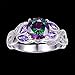 BONLAVIE 3.6ct Women's Round Created Rainbow Topaz Ring Bezel Setting Marquise Fashion Statement Ring 925 Sterling Silver Engagement Rings for Women Best Gift for Mother and Grandma Size 5-10