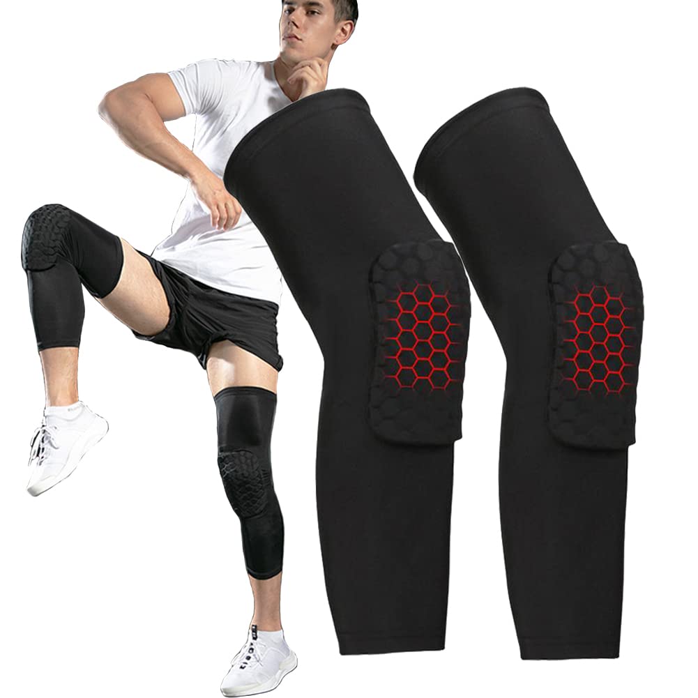 IBLUELOVER Basketball Knee Pads Leg Protective Knee Pads Hex Honeycomb Compression Kneepad Crash Proof Non-Slip Knee Elbow Pads for Men and Women Volleyball Basketball Football Running Yoga Wrestling