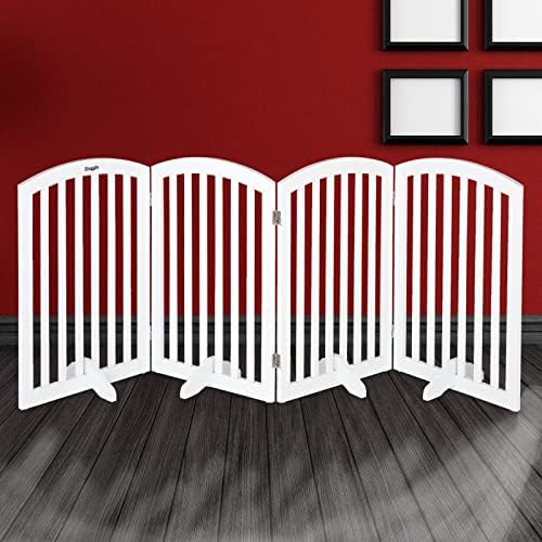 Bonnlo 30” Tall Free Standing Pet Gates for Doorways, 4 Panel Folding Dog Gates for The House