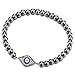 COOLSTEELANDBEYOND Black Beads Bracelet for Women Men with Cubic Zirconia Protection Evil Eye