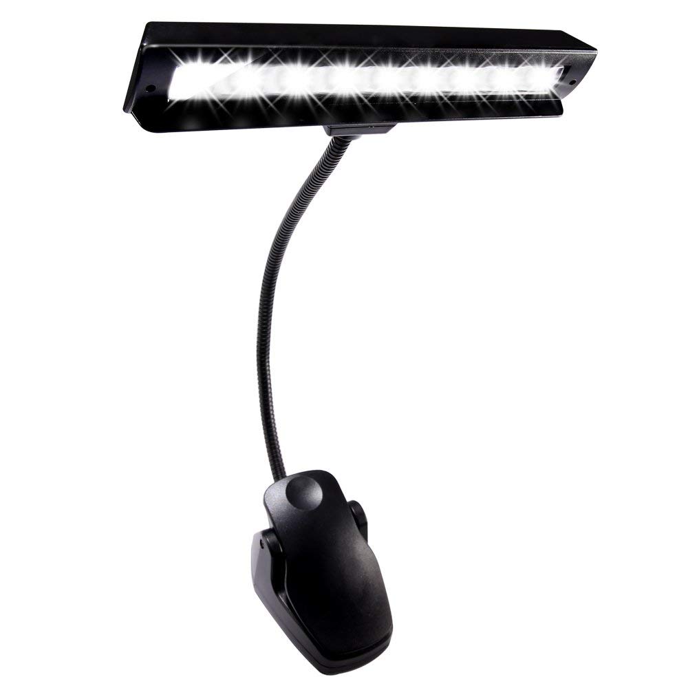 LED Clip On Music Stand Lights 3AA Batteries Adjustable Cordless