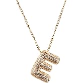 YGLINE Bubble Letter Necklace for Women, Rhinestone Bubble Balloon Initial Necklace for Her