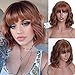 MISSQUEEN Short Wavy Bob Wigs for Women,Short Brown Auburn Bob Wig with Bangs,Pastel Curly Wavy Synthetic Cosplay Heat Resistant Wigs…