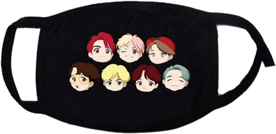 HughFan Kpop BTS Face Mask, Bangtan Boys Unisex Anti-dust Cotton Mouth Mask for Kids Teens Men Women Indoor Outdoor Office School