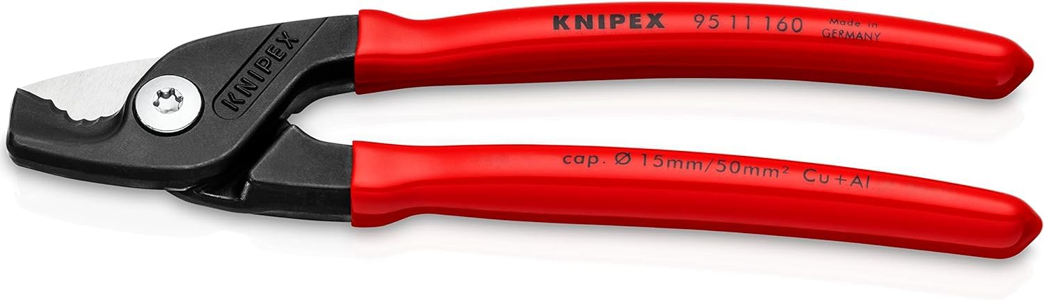 KNIPEX Stepcut Cable Shears with Plastic Coating 160 mm, 95 11 160