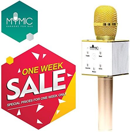 My Mic Wireless Portable Karaoke Microphone Machine, Easter Gift, Home KTV Karaoke System With Bluetooth Speaker for iPhone/iPad/Android/IOS/Smartphone Devices For Kids (Gold)
